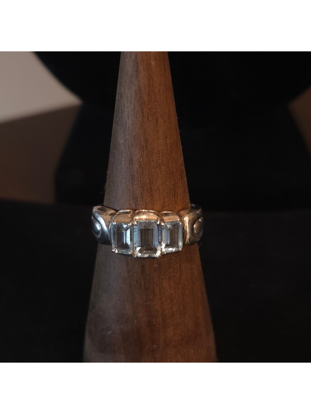 Sterling Silver Size 9 Sky Blue Topaz 3 Stone Ring